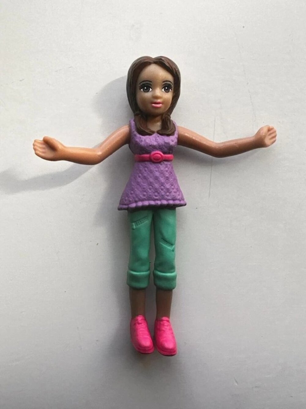 McDonald's 2006 Polly Pocket Mini Doll Figure- Purple Top, Green Pants